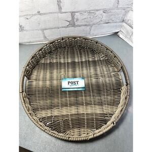 Round Rattan Gray Tray